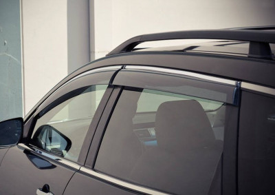 Дефлекторы окон (ветровики) Volkswagen Touareg 2010- Хром молдинг