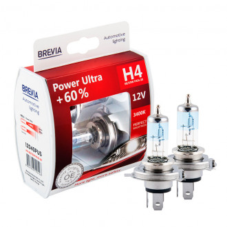 Автолампы Brevia Power Ultra+60% H4 12V 60/55W P43t (12040PUS) упаковка 2шт